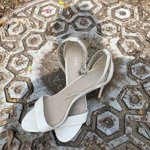 White open toe heels